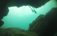 scuba diver fins cave